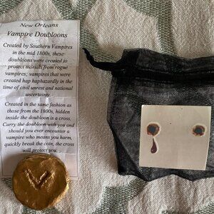Vampire Bite Temporary Tattoo Sticker + Doubloon from New Orleans gift set